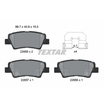 Imagem de TEXTAR 2265501 Jogo de pastilhas para travão disco incl. contacto aviso desgaste com acessórios HYUNDAI: Tucson, ix35, Ioniq, KIA: Rio 4