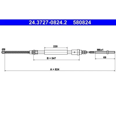 Imagem de ATE 24.3727 0824.2 Cabo de Freio Mão 824 PEUGEOT: 406 Sedan