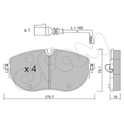 Imagem de CIFAM 822 1322 0 Jogo de pastilhas para travão disco preparado indicador aviso desgaste VOLKSWAGEN: Transporter 6, MULTIVAN T7