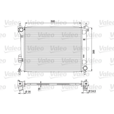 Imagem de VALEO 701729 Radiador, arrefecimento do motor Alumínio 500 388 16 sem capa Aletas de refrigeração soldadas