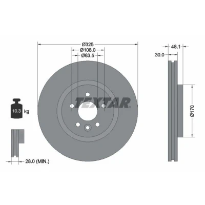 Imagem de TEXTAR 92300505 Disco de travão JAGUAR: XF Sedan, F Pace