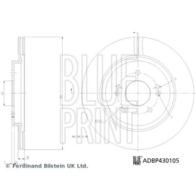 Imagem de BLUE PRINT Disco de travão HYUNDAI: SANTA FE 3 Eixo traseiro 314mm 18mm 5furos 114mm interior ventilado revestido ADBP430105 58411S1500,58411S1700