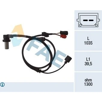 Imagem de FAE 78059 Sensor de ABS Eixo dianteiro inductivo 2 1035 AUDI: A6 C5 Avant, Sedan