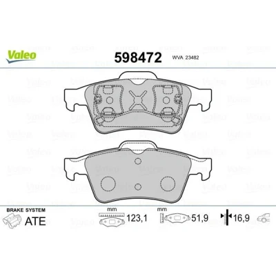 Imagem de VALEO 598472 Jogo de pastilhas para travão disco Eixo traseiro excl. contacto aviso desgaste com chapa anti ruído RENAULT: ESPACE 4