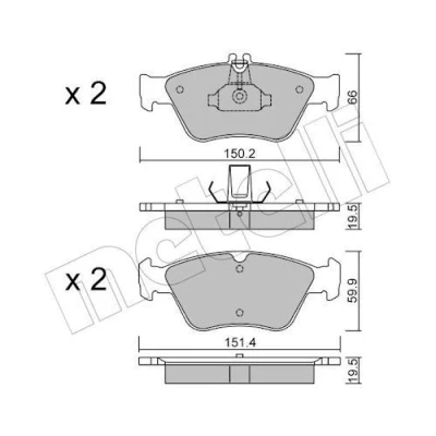 Imagem de METELLI 22 0219 0 Jogo de pastilhas para travão disco preparado indicador aviso desgaste MERCEDES BENZ: Classe C Sedan, E Sedan