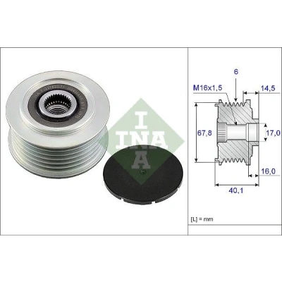 Imagem de INA 535 0047 10 Polia Roda Livre do Alternador Ferramenta especial necessária para a montagem VOLKSWAGEN: Transporter 4 Bus,