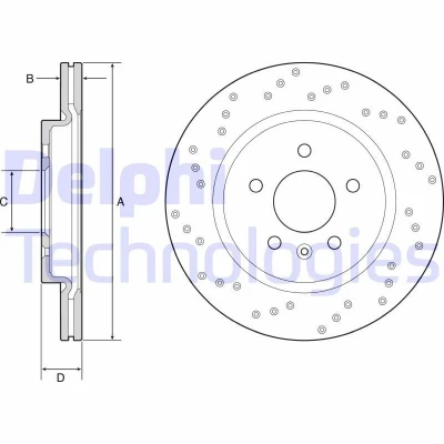 Imagem de DELPHI BG4923C Disco de travão 315 23 5 ventilado revestido não tratado sem o rolamento da roda, anel sensor do ABS OPEL: Astra J GTC