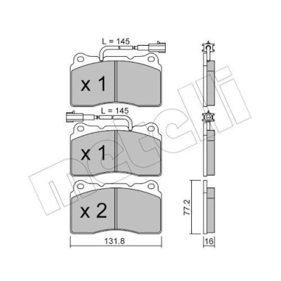 Imagem de METELLI 22 0288 0 Jogo de pastilhas para travão disco incl. contacto aviso desgaste ALFA ROMEO: 159 Sportwagon, Brera, Sedan