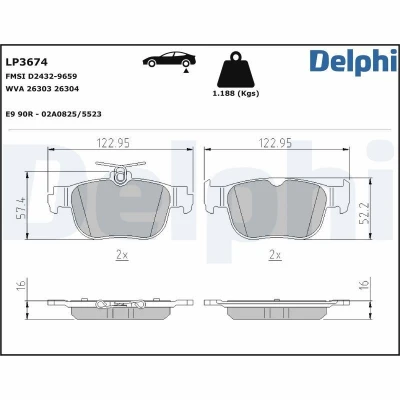 Imagem de DELPHI LP3674 Jogo de pastilhas para travão disco não preparado indicador aviso desgaste com chapa anti ruído sem acessórios