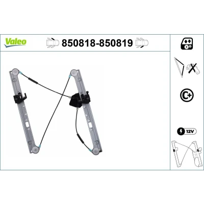 Imagem de Valeo Elevador de vidro à frente, lado esquerdo elétrico sem motor com função conforto 850818 BMW: X3