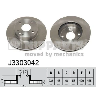 Imagem de NIPPARTS Disco de travão MAZDA: MX 5 I, FAMILIA 5, 323 P V Hatchback Eixo dianteiro 234mm 18mm 4 100mm interior ventilado J3303042 NA0133251A