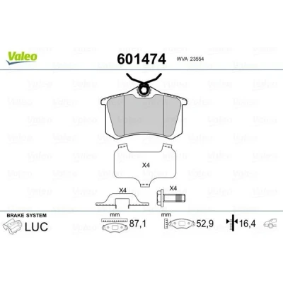 Imagem de VALEO 601474 jogo de pastilhas para travão disco Eixo traseiro com parafusos segurança, chapa anti ruído guias AUDI: A4 B6 Avant