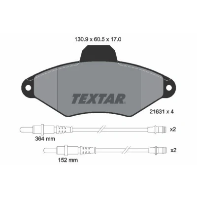 Imagem de TEXTAR 2163102 Jogo de pastilhas para travão disco incl. contacto aviso desgaste CITROËN: Xantia Hatchback, Carrinha