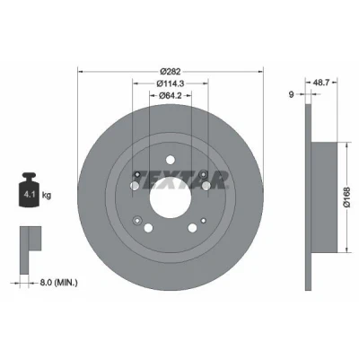 Imagem de TEXTAR 92204300 Disco de travão 282 9 05/09 114,3 cheio sem pernos fixação da roda, cubo roda HONDA: Accord 8 Kombi, Limousine