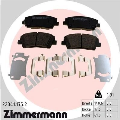 Imagem de ZIMMERMANN 22841.175.2 Jogo de pastilhas para travão disco KIA: Stinger Hatchback