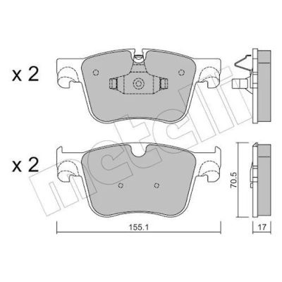 Imagem de METELLI 22 0985 0 Jogo de pastilhas para travão disco preparado indicador aviso desgaste PEUGEOT: 308 SW 2, II Hatchback