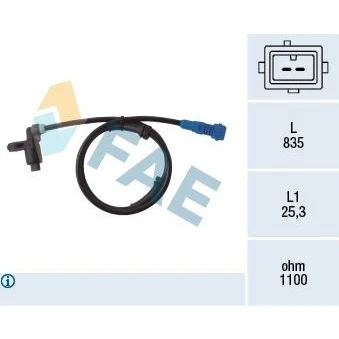 Imagem de FAE 78021 Sensor de ABS Eixo dianteiro inductivo 2pólos 835mm PEUGEOT: 206 Hatchback, SW
