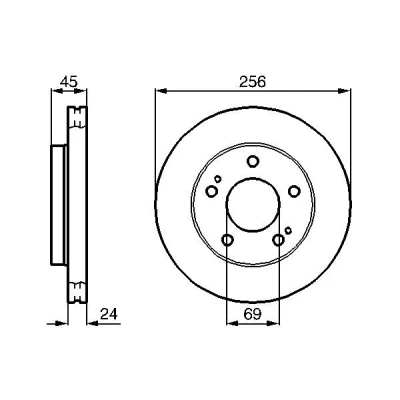 Imagem de BOSCH 0 986 478 708 Disco de travão 256 24 5 114,3 ventilado, interior ventilado oleado MITSUBISHI: ECLIPSE 2