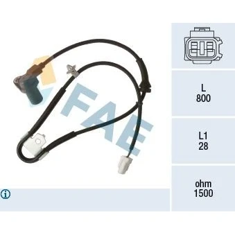 Imagem de FAE 78494 Sensor de ABS com cabo inductivo 2pólos 800mm