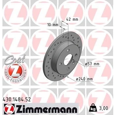 Imagem de ZIMMERMANN SPORT COAT Z 430.1484.52 Disco de travão 240 10 5/4 4 100 cheio, perfurado revestido alto carbono OPEL: Astra H Caravan, GTC