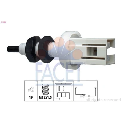 Imagem de FACET 7.1250 Interruptor de luz stop mecânico M12x1,5 Made in Italy OE Equivalent IVECO: DAILY 2 Kasten/Kombi