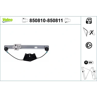 Imagem de Valeo Elevador de vidro traseira esquerda elétrico sem motor com função conforto 850810 VOLKSWAGEN: Golf 4, Bora Sedan, 4 Variant