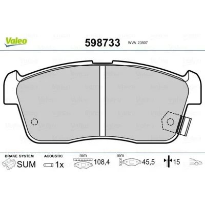 Imagem de VALEO 598733 Jogo de pastilhas para travão disco Eixo dianteiro incl. contacto aviso desgaste sem chapa anti ruído SUZUKI: Ignis 2, I