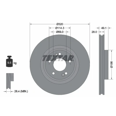 Imagem de TEXTAR PRO 92281803 Disco de travão KIA: SORENTO 2, 3, HYUNDAI: SANTA FE 3