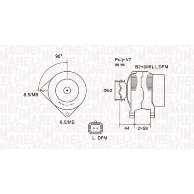 Imagem de MAGNETI MARELLI 063731827010 Alternador 14V 150A RENAULT: MEGANE 2 Kombi, MASTER Kasten, 3, OPEL: Vivaro A Van