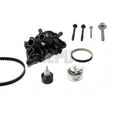 Imagem de HEPU PK06750 bomba de Água + Kit Correia Distribuição Termóstato montado na água, com parafusos SEAT: Ibiza 4, 4 Sportcoupe