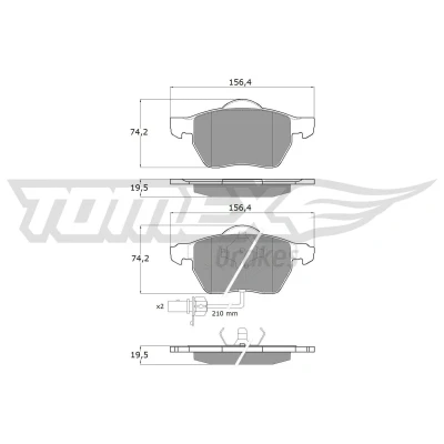 Imagem de TOMEX brakes TX 13 Jogo de pastilhas para travão disco Eixo dianteiro incl. contacto aviso desgaste AUDI: A4 B6 Avant, B5 Avant