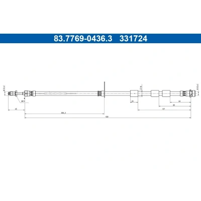 Imagem de ATE 83.7769 0436.3 Mangueira de Travão 430mm M10x1mm FORD: Ecosport Mk2 2.0 4x4, 1.5 TDCi EcoBlue Ti VCT TDCi,