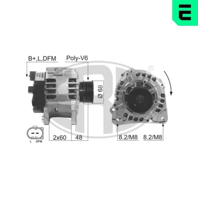 Imagem de ERA 210605A Alternador 14V 120A VOLVO: S60 I, XC70 I Cross Country, V70 VOLKSWAGEN: Transporter 4 Bus,