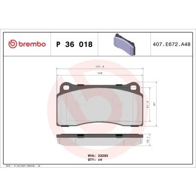 Imagem de BREMBO P 36 018 Jogo de pastilhas para travão disco excl. contacto aviso desgaste sem acessórios