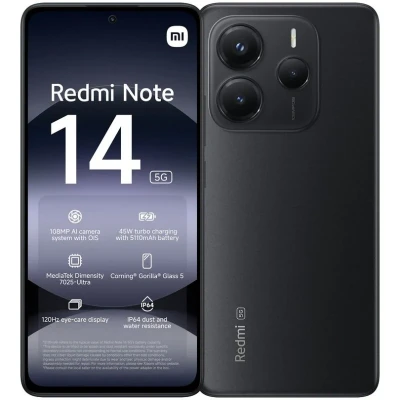 Imagem de Xiaomi Redmi Note 14 5G 6/128GB Preto Meia Noite Desbloqueado