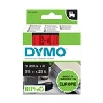Imagem de Etiquetas padrão de poliéster DYMO D1 preto sobre vermelho 9mm x 7m resistente à água e UV