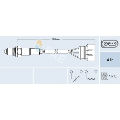 Imagem de FAE 77131 Sonda lambda antes do catalisador de regulação VOLKSWAGEN: Golf 3, Polo III Classic, 3 Cabrio, SEAT: Ibiza 2, Córdoba I Sedan