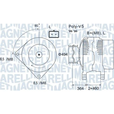 Imagem de MAGNETI MARELLI 063731645010 Alternador 12V 125A RENAULT: CLIO 2, 2 Kasten, MASTER OPEL: Vivaro A Van