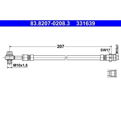 Imagem de ATE 83.8207 0208.3 Mangueira de Travão 207mm M10x1mm