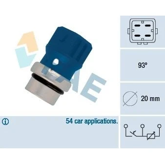 Imagem de FAE 34330 Sensor da Temperatura do Líquido de Refrigeração AUDI: 80 B4 Avant, Sedan, FORD: Galaxy Mk1 MPV, VOLKSWAGEN: Vento