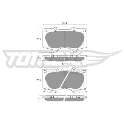 Imagem de TOMEX brakes TX 14 96 Jogo de pastilhas para travão disco Eixo dianteiro com avisador sonoro desgaste TOYOTA: HILUX 3 Pick up, Tacoma II up