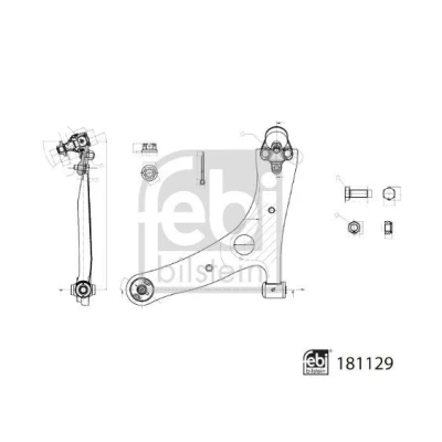 Imagem de FEBI BILSTEIN 181129 Braço de suspensão com chumaceira Eixo dianteiro, lado esquerdo triangular (veículo comercial) Chapa aço