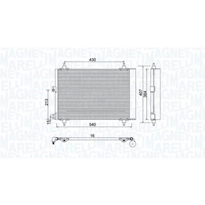 Imagem de MAGNETI MARELLI 350203920000 Condensador com secador 540x358x16 358 540 16 CITROËN: Xsara Picasso, PEUGEOT: Partner I Van