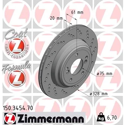 Imagem de ZIMMERMANN FORMULA Z COAT 150.3454.70 Disco de travão BMW: 3 Coupe, Z4 Roadster, Cabrio