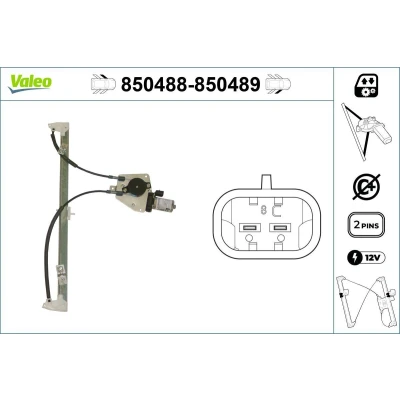 Imagem de Valeo Elevador de vidro à frente, lado esquerdo elétrico com motor sem função conforto 850488 CITROËN: Jumpy I Van, PEUGEOT: Expert Van