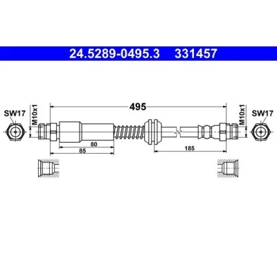 Imagem de ATE 24.5289 0495.3 Mangueira de Travão 495 VOLKSWAGEN: Caddy 3