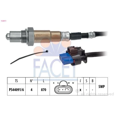 Imagem de FACET 10.8511 Sonda lambda com material de fixação aquecimento, plana, Rosca pré lubrificada 4