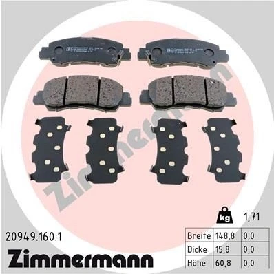 Imagem de ZIMMERMANN 20949.160.1 Jogo de pastilhas para travão disco com avisador sonoro desgaste A imagem corresponde ao volume fornecimento