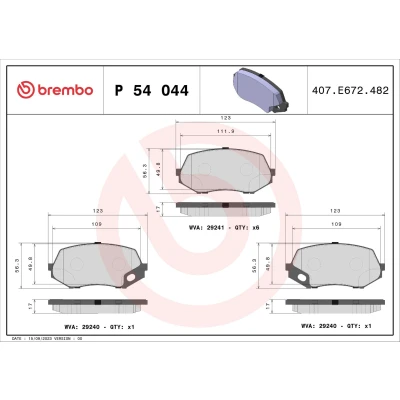 Imagem de BREMBO P 54 044 Jogo de pastilhas para travão disco preparado indicador aviso desgaste sem acessórios MITSUBISHI: Canter 7.Generation