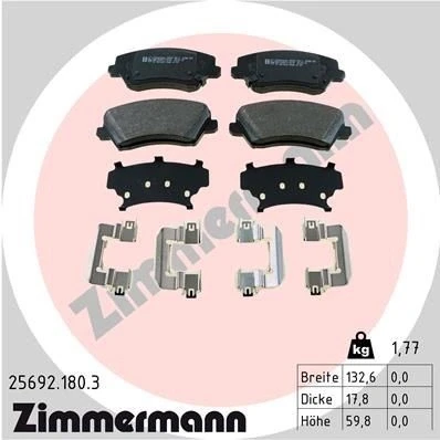 Imagem de ZIMMERMANN 25692.180.3 Jogo de pastilhas para travão disco HYUNDAI: i30 III Hatchback, Carrinha, KIA: Ceed Hatchback